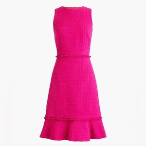 J. Crew Womens Fluted Hem A-line Midi Pink Dress In Textured Cotton Tweed Size 6